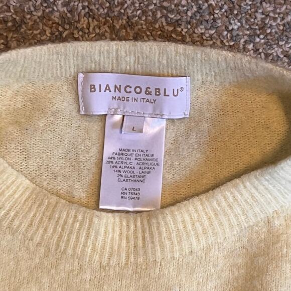 Bianco & Blu Women's Yellow Crew Neck Sweater.  Size Large - Picture 3 of 6
